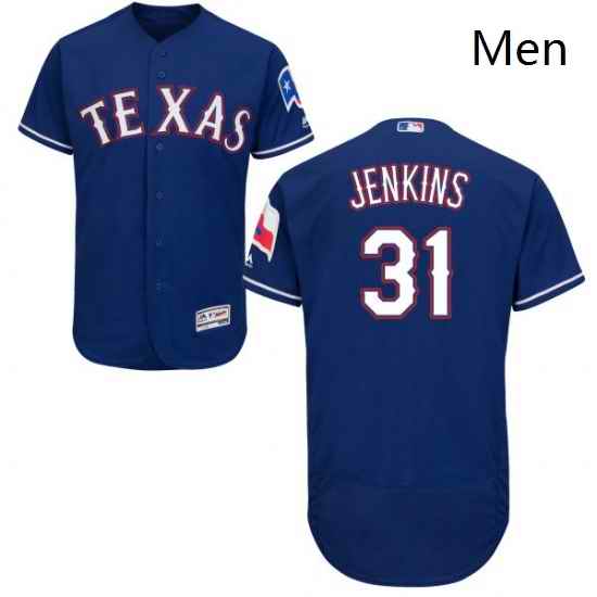 Mens Majestic Texas Rangers 31 Ferguson Jenkins Royal Blue Flexbase Authentic Collection MLB Jersey